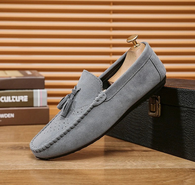 Fashion suede tassel men's casual leather shoes sneakers for lazy people  comfortable driving shoes