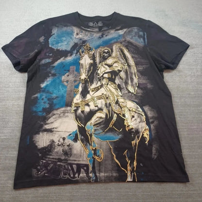 European and American men's summer Gothic skull letter print soft and breathable round neck T-shirt outdoor fashionable street t