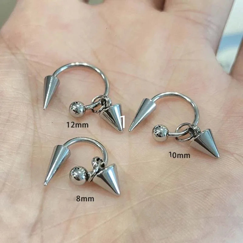 Punk Silver Color Rivet Stud Earrings for Women Men Fashion Metal Geometric U-Shaped Piercing Earrings Party Jewelry Accessories