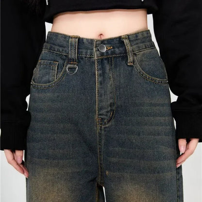 Summer Men Baggy Jeans Unisex Vintage American Style Straight Wide Leg Denim Pants Fashion Brand Hot Sale Casual Trousers