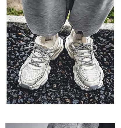 Men's 2026 Spring New Breathable Mesh Sneakers Korean Y2K Trendy Versatile Thick Sole Sports Casual Dad Shoes