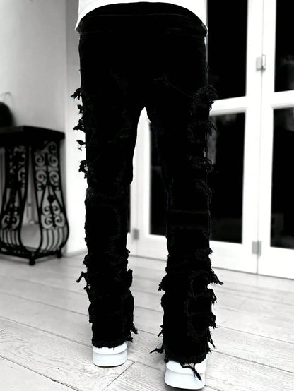 Y2K hip-hop style jeans, men's casual street-style stretch jeans, fashionable versatile stretch denim pants