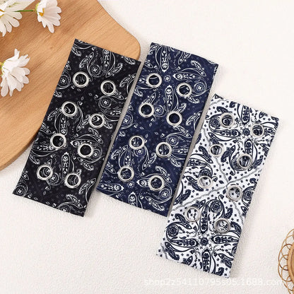 Punk Girl Hollowed Out Eyelets Wide Elastic Headband Stretchy Metal Rock Steampunk for Sports Headbands Hair Accessories