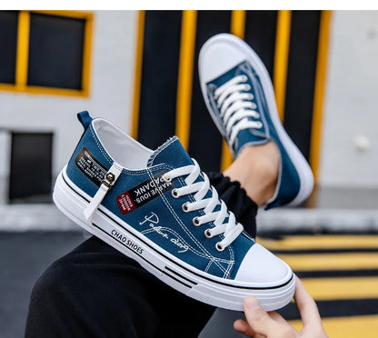 2025 Summer Men's Canvas Sneakers Low-Top Casual Breathable Shoes for Teen Trendy Lightweight Youth Streetwear Comfort Footwear