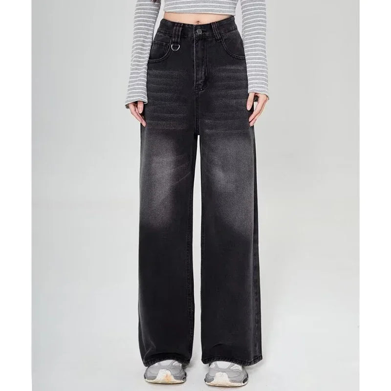 Summer Men Baggy Jeans Unisex Vintage American Style Straight Wide Leg Denim Pants Fashion Brand Hot Sale Casual Trousers