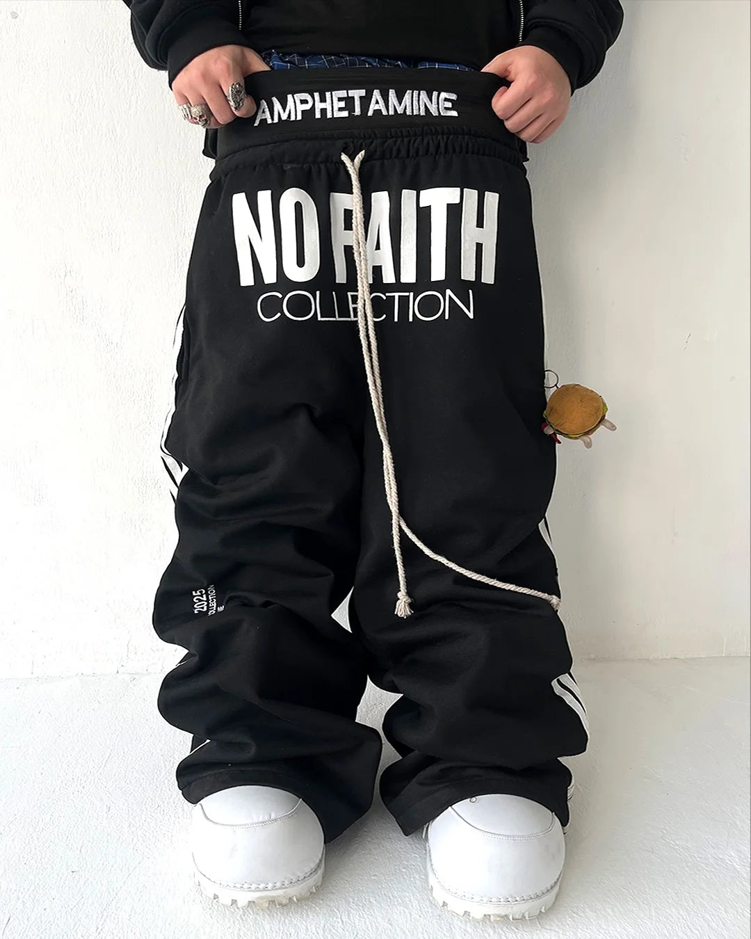 Y2K Fashion Streetwear Gothic Punk Striped Letter Embroidery Trendy Sweatpants Retro Loose Hip Hop Casual Stretch Jogging Pants