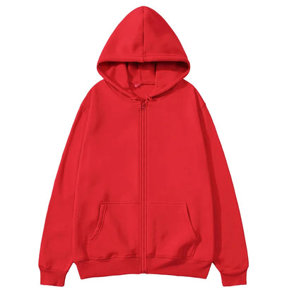 Men/Women zipper cardigan Hoodies pure color Casual Jacket Coats Fleece spring Autumn Sweatshirts Sports Streetwear men tops