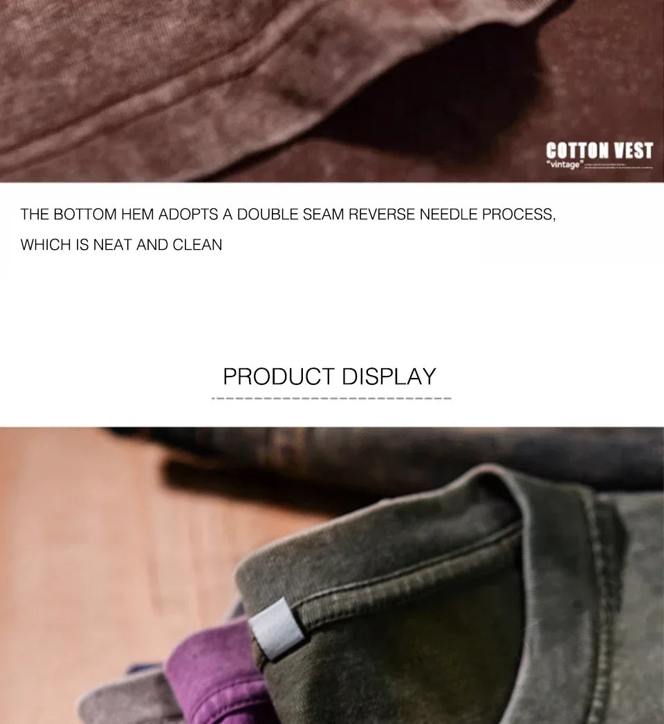 American Style Retro Heavyweight Solid Color Short Sleeved T-shirt Men Women Summer Street Trendy Washed Old Oversized Clothes