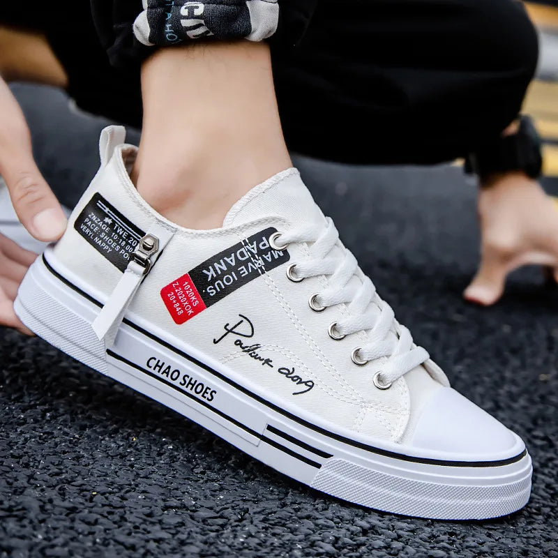 2025 Summer Men's Canvas Sneakers Low-Top Casual Breathable Shoes for Teen Trendy Lightweight Youth Streetwear Comfort Footwear