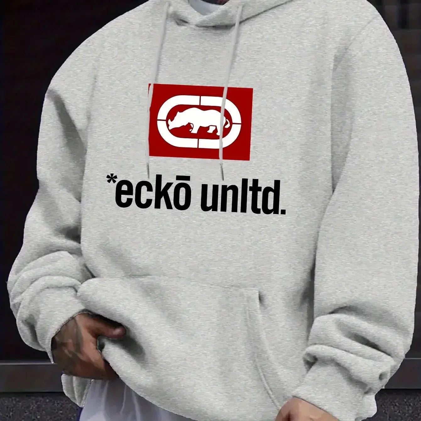 Men's Hoodie with Graphic "Ecko Unlimited" - Casual Sweater Long Sleeves Regular Fit Autumn/Winter Casual Hoodie