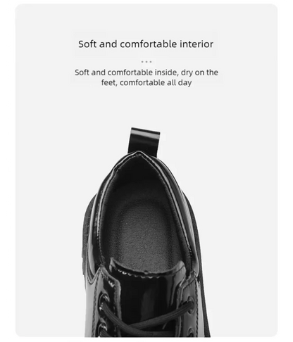 Couple's casual leather shoes Four Season thick sole anti slip comfort men's and women's workwear shoes plus size lace up shoes