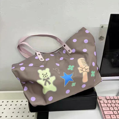 Brand Portrait Print Tote Bag Large Capacity Top-handle Shopper Bag Fashion Pvc Kraft Paper Shoulderbag Waterproof Pouch Storage