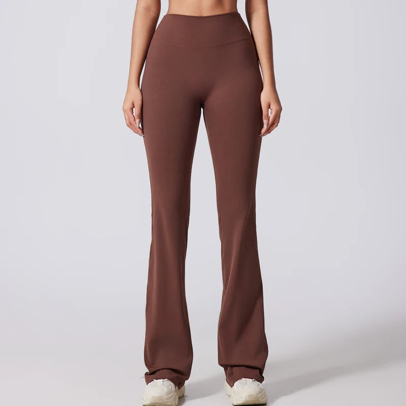 DIAS FIT JOY Women's Hip lifting flared pants high waisted yoga fitness pants sports micro flared yoga pants wide leg pants