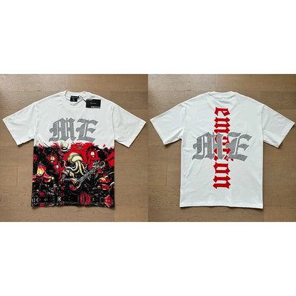 Fashion Brand MIXED EMOTION T-shirts Men Women Couple Streetwear Angel Print Summer Top Tee Round Neck Short Sleeve