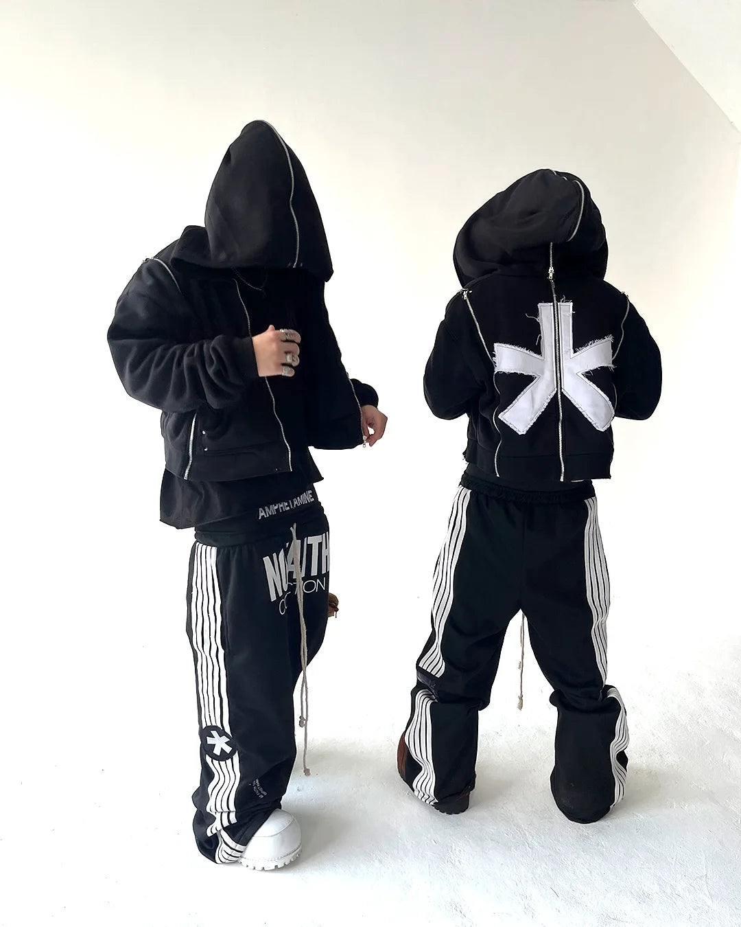 Y2K Fashion Streetwear Gothic Punk Striped Letter Embroidery Trendy Sweatpants Retro Loose Hip Hop Casual Stretch Jogging Pants
