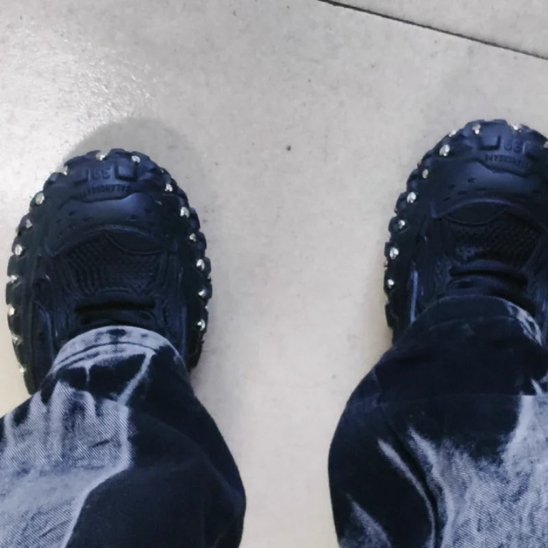 Fashion Brand Men's Or Women's Thick-soled Sports Shoes 2026 Spring New Rivet Design Couple Sports Shoes Breathable Casual Shoes