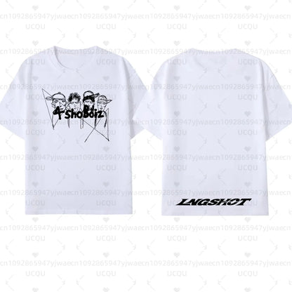 Men's Women's LNGSHOT Kpop Fashion Jay Park Same T-shirt High Quality Short Sleeve Tshirt Hip Hop Trend Plus Size Tops