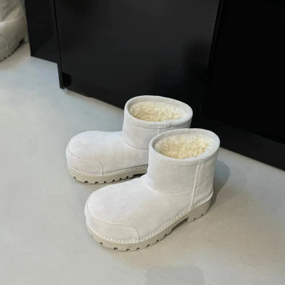 Fashionable Snow Boots Platform Elevating Warm Cotton Shoes Warm Big Head Design Long Boots Ladies All-over Brown Long Boots