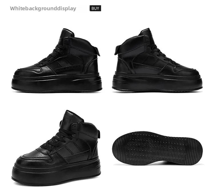 New 2025 Men's Thick Bottom Sneakers Spring Autumn Style Breathable Anti-Slip Heightening Casual Sports Platform Shoes