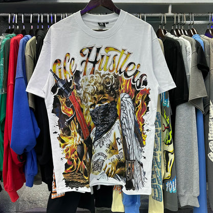 Praying Angel Shinning Diamond Cotton Short Sleeve Tshirts for Men and Women Crew Neck Loose Summer T-shirt Oversized Tees