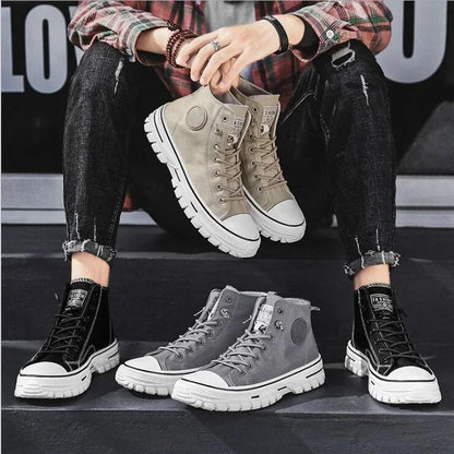 Shoes for Men 2025 New Men's Canvas Shoes High Top Casual Sneakers British Style Skateboarding Vulcanized Shoes Comfort Sneakers
