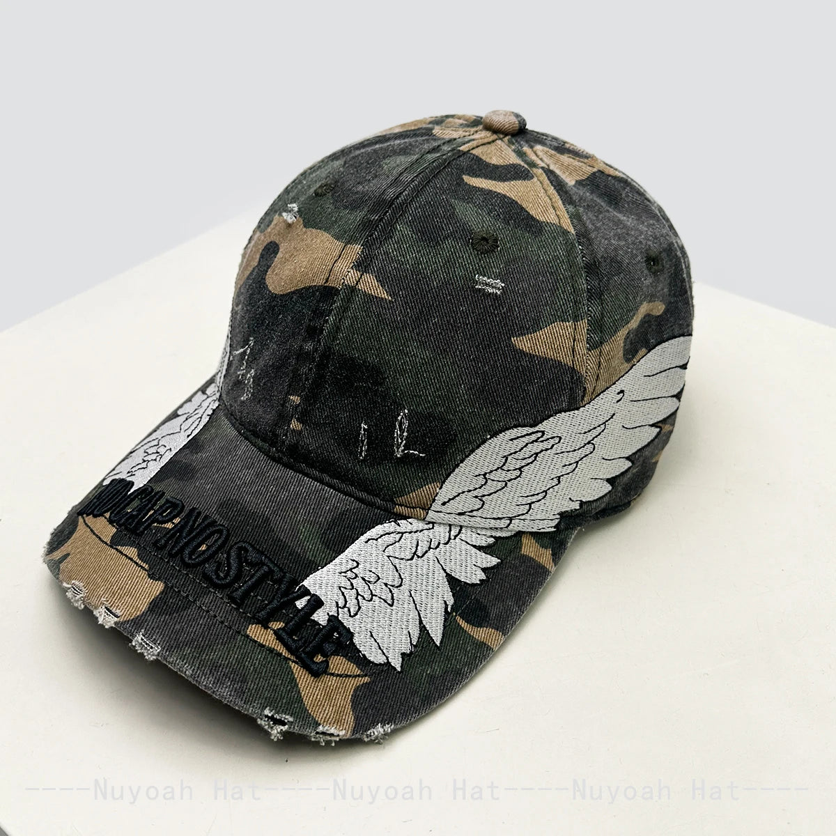 Korean Embroidered Letters Dual-bladed Angel Wings Baseball Hats New Men Women Sunshade Retro Versatile Fashion Peaked Caps ins