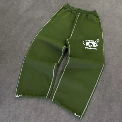 Man Y2k Pants Joggers Men Streetwear Embroidered Pink Long Sweatpants Cargo Clothing Casual Police Trousers American Harajuku