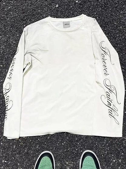 Men Clothing High Quality Letters Graphic Printing Casual Loose Long Sleeve T Shirts Y2K Trend Women Fashion Vintage Streetwear