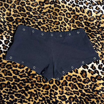 Black casual fashion willow nail print Y2K sexy slim fit versatile low waist Gothic hip-hop street men's and women's fashion emo