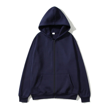 Men/Women zipper cardigan Hoodies pure color Casual Jacket Coats Fleece spring Autumn Sweatshirts Sports Streetwear men tops