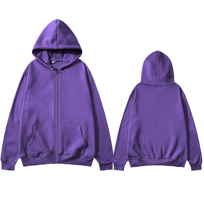 Men/Women zipper cardigan Hoodies pure color Casual Jacket Coats Fleece spring Autumn Sweatshirts Sports Streetwear men tops