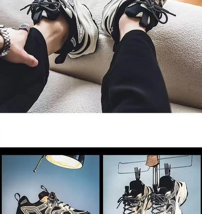 Men's 2026 Spring New Breathable Mesh Sneakers Korean Y2K Trendy Versatile Thick Sole Sports Casual Dad Shoes