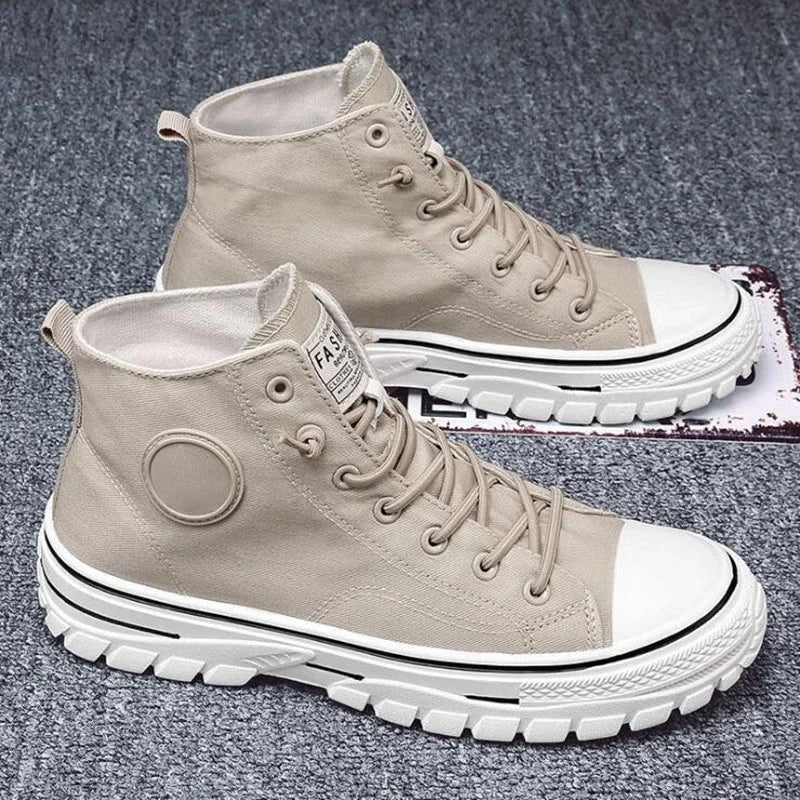 Shoes for Men 2025 New Men's Canvas Shoes High Top Casual Sneakers British Style Skateboarding Vulcanized Shoes Comfort Sneakers