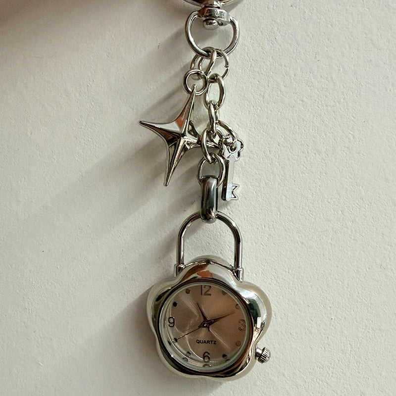 Original Hollow Heart Pocket Watch Chain keychain Design Steampunk Clock Vintage Necklace Pendant Jewelry Watch Men Women Gift