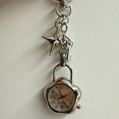 Original Hollow Heart Pocket Watch Chain keychain Design Steampunk Clock Vintage Necklace Pendant Jewelry Watch Men Women Gift