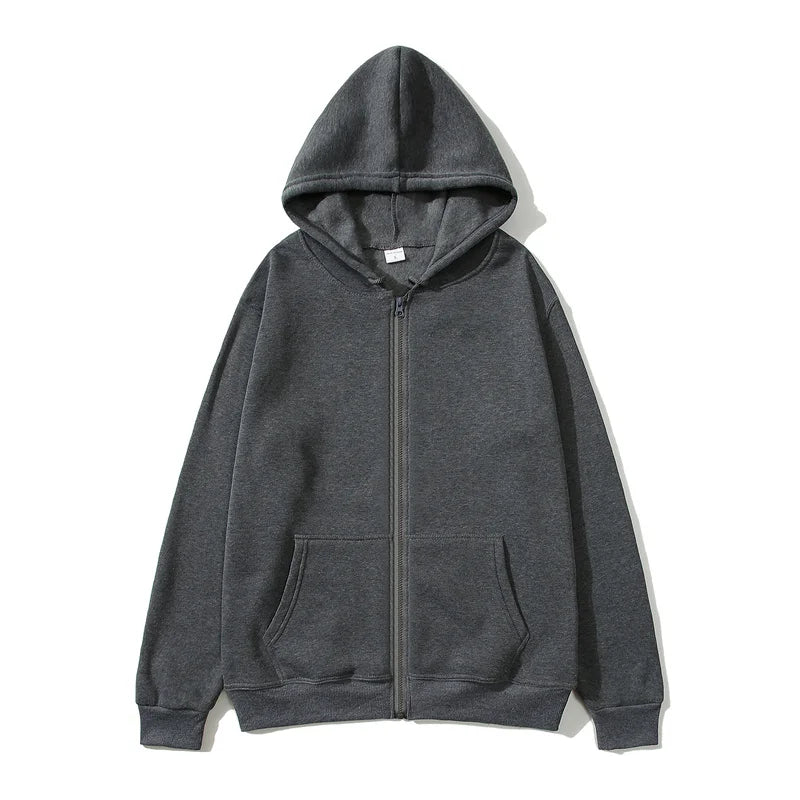 Men/Women zipper cardigan Hoodies pure color Casual Jacket Coats Fleece spring Autumn Sweatshirts Sports Streetwear men tops