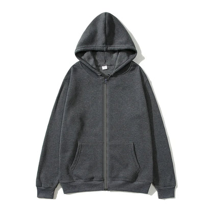 Men/Women zipper cardigan Hoodies pure color Casual Jacket Coats Fleece spring Autumn Sweatshirts Sports Streetwear men tops