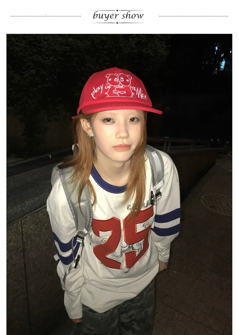 Karrram Japanese Y2k Number Print T-shirt 2000s Aesthetics Long Sleeve Jersey Tops Vintage Harajuku Streetwear American Retro
