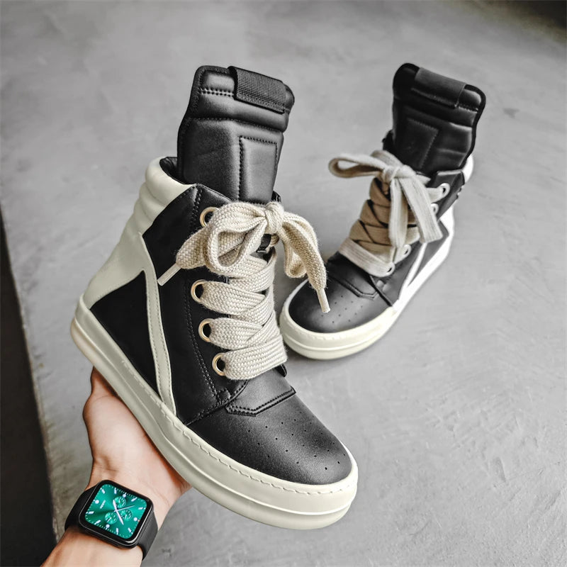 High-top Sports Shoes Lace-up Leather Ankle Boots Male Skateboard Shoes Basketball Sneakers 39-44 Men Casual Luxury Sneakers