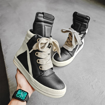 High-top Sports Shoes Lace-up Leather Ankle Boots Male Skateboard Shoes Basketball Sneakers 39-44 Men Casual Luxury Sneakers