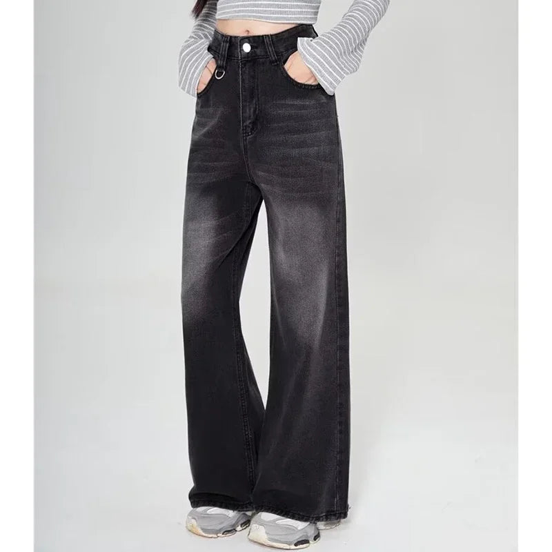 Summer Men Baggy Jeans Unisex Vintage American Style Straight Wide Leg Denim Pants Fashion Brand Hot Sale Casual Trousers