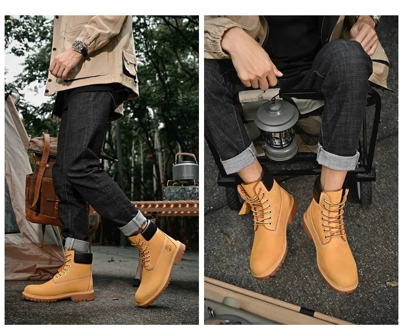 High Top Boots Hiking Shoes Men Anti-slip Outdoor Shoes Men Lace-up Comfortable Soft Breathable Casual Sneakers Shoes Men
