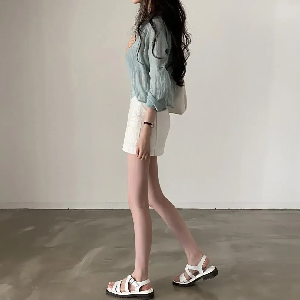 Trendy Shirt Blouse Simple Thin Pure Color Anti-UV Shirt Anti-fade Shirt Top Women Solid Color Sun Protection Shirt Streetwear