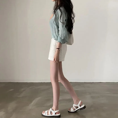Trendy Shirt Blouse Simple Thin Pure Color Anti-UV Shirt Anti-fade Shirt Top Women Solid Color Sun Protection Shirt Streetwear