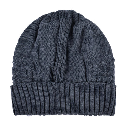 Winter Beanies Men Knitted Skull Pattern Solid Color Hat With Metal Skulls Skullies Beanies Men's Knit Thick Hats Add Velvet