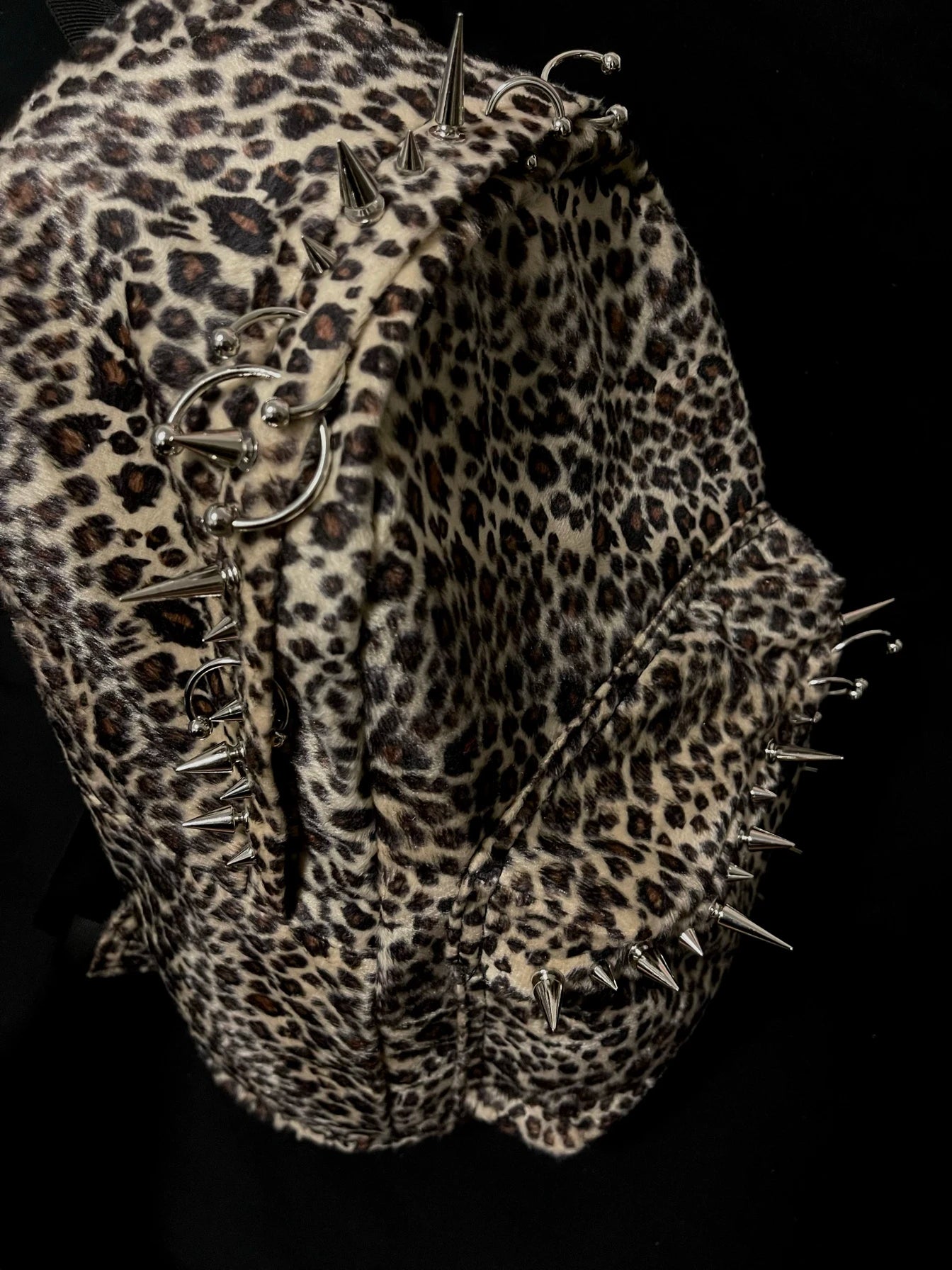 punk rivet leopard print backpack men's bag large capacity fashion Backpacks for women