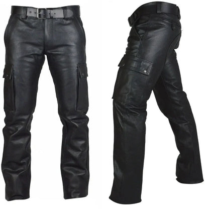 Men's Autumn Winter Pants Punk Retro Goth Slim Casual Long Pants Faux Leather Fashion Casual Solid Color Trousers Pencil Pants