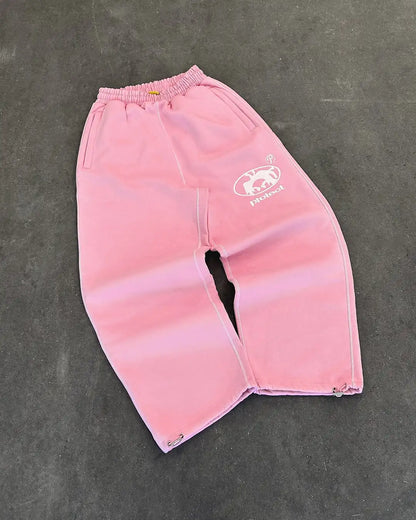 Man Y2k Pants Joggers Men Streetwear Embroidered Pink Long Sweatpants Cargo Clothing Casual Police Trousers American Harajuku