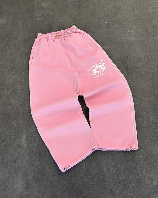 Man Y2k Pants Joggers Men Streetwear Embroidered Pink Long Sweatpants Cargo Clothing Casual Police Trousers American Harajuku
