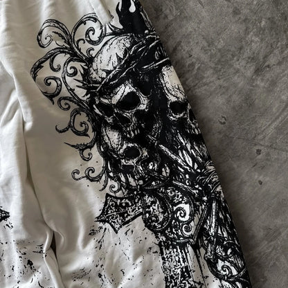 Y2K Retro Casual Pants Gothic Skull Direct Spray Printing Floor Pants Oversized Unisex Streetwear Fashion Men's Clothing Joggers